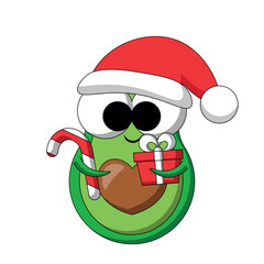 Cute Avocado Santa Claus with a heart shaped stone in color