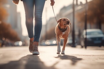 person walking dog - Powered by Adobe
