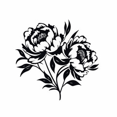 Peonies in cartoon, doodle style. 2d vector illustration in logo, icon style. AI Generative