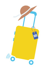 Suitcase Rolling with Sun hat and Nametag