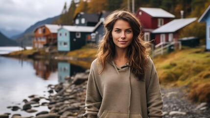 travel girl in autumn wearing warm clothes