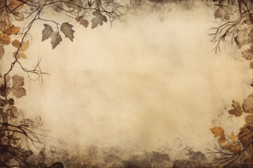 Autumn Leaves Retro Frame Nature Background with Copy Space