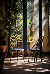 table and chairs in the garden