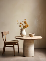 Table, Chair and Flower vase