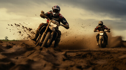 extreme motorcycle competition. enduro motorcycle rider on the sand.