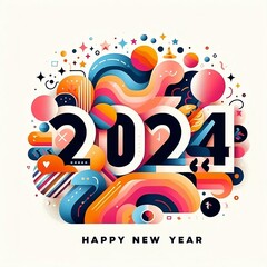 Multicolor Abstract numbers vector illustration. Happy new year 2024 design With colorful truncated number illustrations 2024 New Year backgrounds created with generative ai