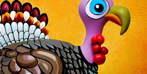 thanksgiving turkey in funny cartoon style happy bird 