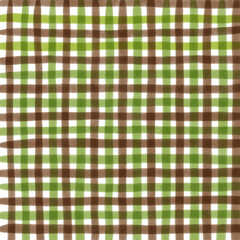 Green Brown Gingham Check Hand Drawn Background