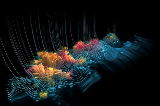 Detailed sonar image captures intricate underwater exploration of the ocean floor. Generative AI