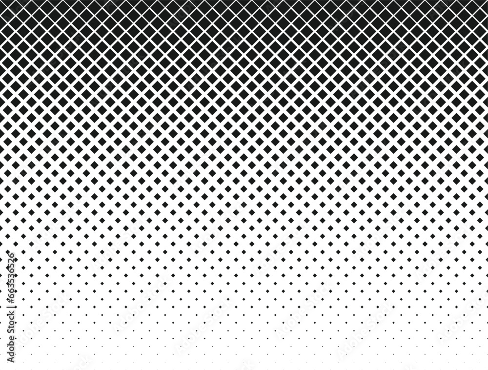 Poster black and white halftone rhomboid pattern.