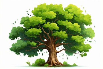 Isolated green tree illustration. Generative AI