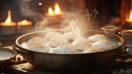 Dongzhi Festival, Celebration, copy space background text , winter solstice festival in China, Traditional Chinese. Shiruko tangyuan rice dumplings,