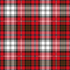 Red, blue and brown tartan plaid. Scottish pattern fabric swatch close-up. 