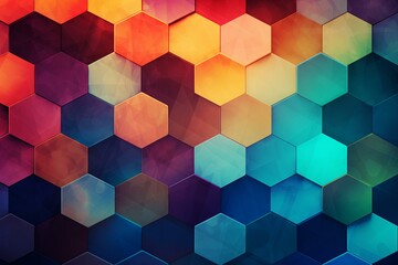 Colorful hexagon polygon abstract futuristic backdrop. Generative AI