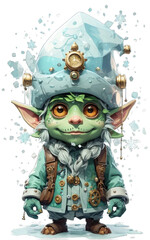 Steampunk christmas goblin clipart png 3d chibi goblin clipart cute goblin kawaii bundle christmas printable new year goblin for tshirts