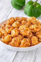 Bowl of orange chicken