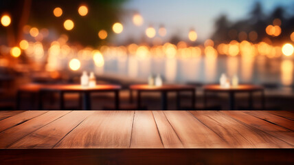 table top and blur restaurant for background