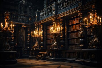 Old vintage library, book archive, place to gain knowledge, reading pages, learning
