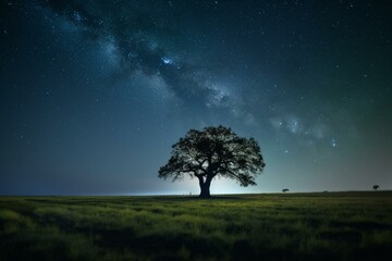 Fototapeta na wymiar solitary night tree. Generative AI