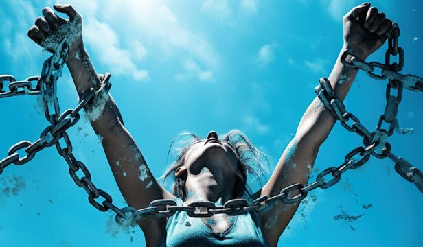 Slavery, violence against man, oppression of man's freedom, against man's will, chains, power hopelessness , social injustice, usurpation.