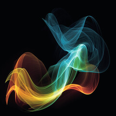 Fototapeta premium abstract wave multi-colors on black background created with Generative Ai