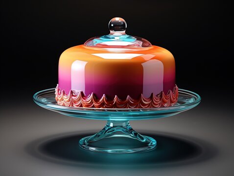 Cake stand and glass lid cover, Generative AI