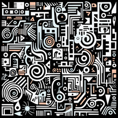 seamless pattern with symbols and elements created with Generative Ai