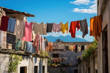 Clothes hanging on the roofs
