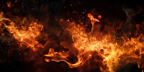 Fototapeta na wymiar burning wooden logs and large orange flame ,, Fiery Blaze from Wood Logs Combustion Generative Ai