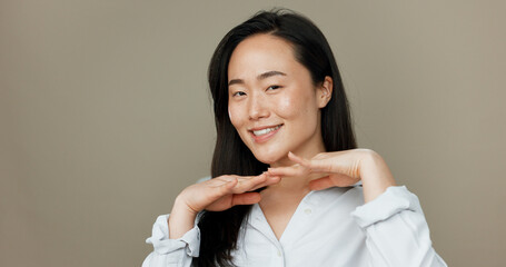 Woman, dance and beauty with diversity, happy skincare and love, support or celebration on studio...