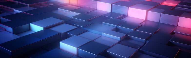 A minimalist, futuristic inspired background abstract background with glowing cubes