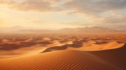 Capture of desert landscape with rolling dunes under a scorching sun from above. generative ai