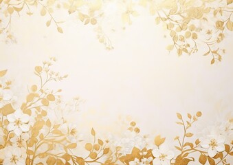Golden wedding invitation card background, floral ornaments with copy space for text, ai generated