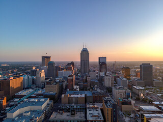Downtown Indianapolis Skyline Sunrise Aerial 32-bit HDR Color