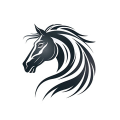 Fototapeta na wymiar minimalistic logo emblem tattoo with a horse head on white isolated background