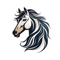 minimalistic logo tattoo with a horse head on white background