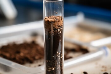 Soil sample in test tube contaminated with mineral microplastics. Generative AI