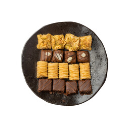 Baklava Isolated, Small Ramadan Dessert, Eastern Sweet Filo Pastries, Turkish Honey Baklawa, Oriental Desert