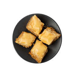 Baklava Isolated, Small Ramadan Dessert, Eastern Sweet Filo Pastries, Turkish Honey Baklawa, Oriental Desert