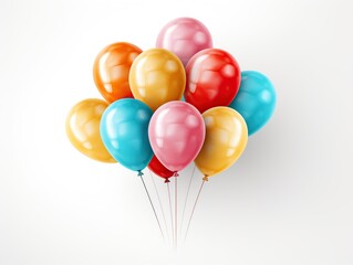Colorful balloons isolated on white background, Generative AI
