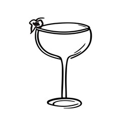 line art bar cocktail.  Vector hand-drawn  one line style  