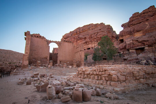 Temple ruin of Qasr al-Bint or Qasr Bint Firaun in the historic and archaeological city of Petra, Jordan