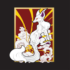 fox illustration with japanese style for kaijune event