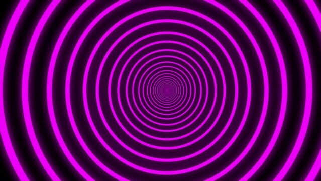 animation of neon lilac circle with movement in infinity on black background, futuristic, nineties, electronic