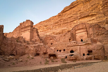 Tomb of Unayshu at the in the historic and archaeological city of Petra, Jordan