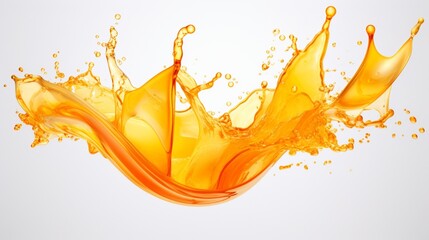 A 3D-rendered image captures the energy and vibrancy of orange juice in mid-splash. 