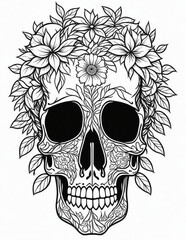 coloring book for adults skull in flowers for halloween and more