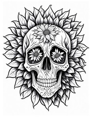 coloring book for adults skull in flowers for halloween and more