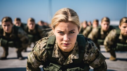 Women soldiers doing sports