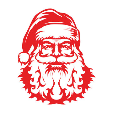 recommend clip art: Santa Claus face icon. Christmas template for decorating window, wall, car, greeting card, engraving. Vector on transparent background